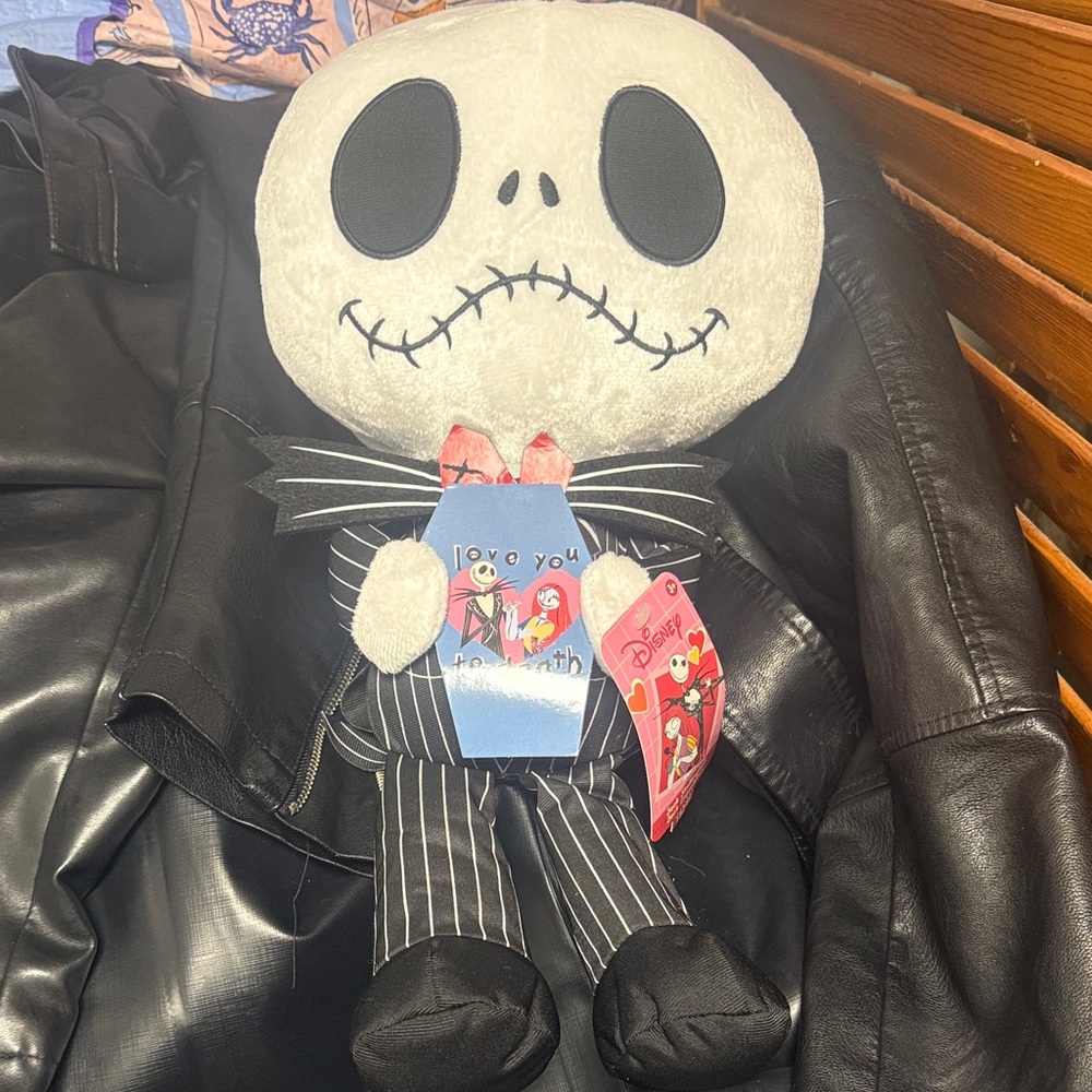 Disney Jack Skellington Plush - Black, White & Cream Pinstripe